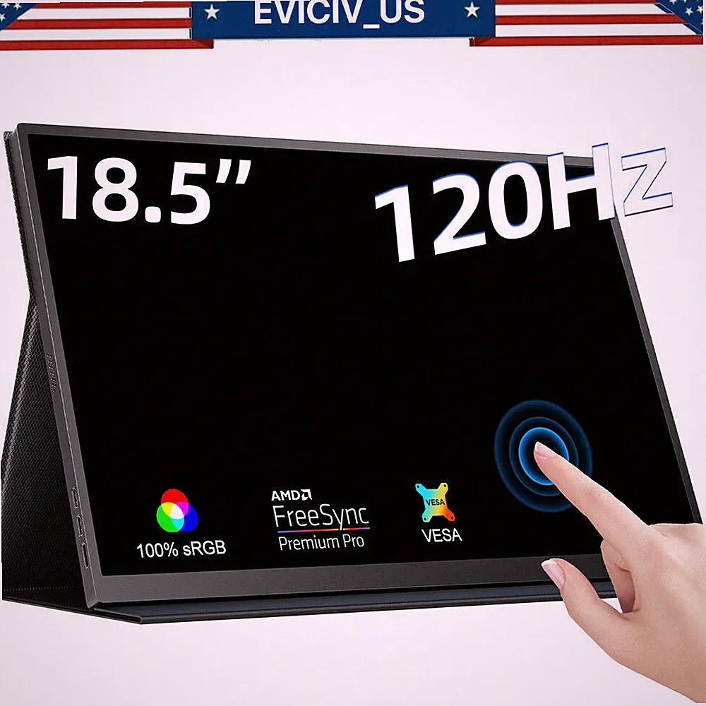 18.5" Touch 120HZ Portable Gaming Monitor Large 1080P Monitor For Steam Deck PS5