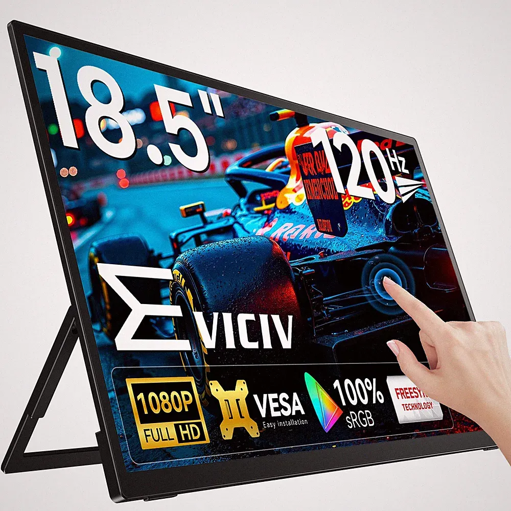 18.5'' Touchscreen 120Hz Portable Monitor 1080P w/180° Adjustable Stand & VESA