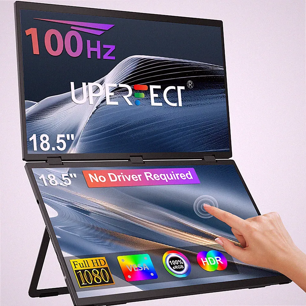 18.5" Touchscreen Dual Monitor 1920x1080 100Hz Foldable USB-C Laptop Display
