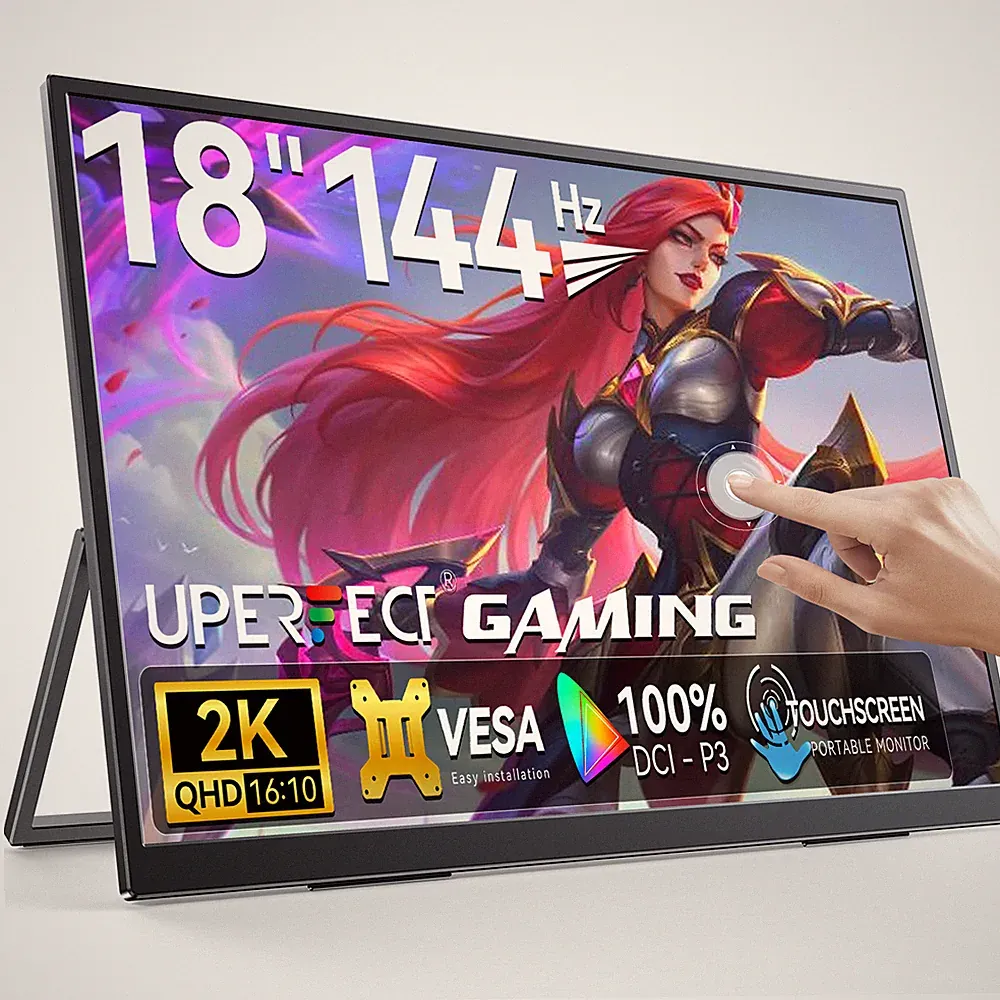 18" Touchscreen Portable Monitor 2K 144Hz QHD Gaming Monitor Frameless Display