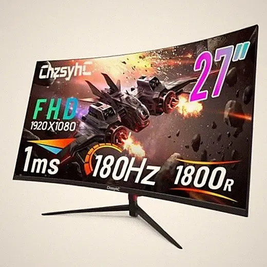 180Hz Curved Gaming Monitor 1800R 1ms MPRT 27 Inch, 1ms MPRT