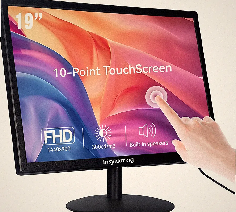 19" FHD Touchscreen Monitor, HDMI/VGA, Dual Speakers, Adjustable Tilt