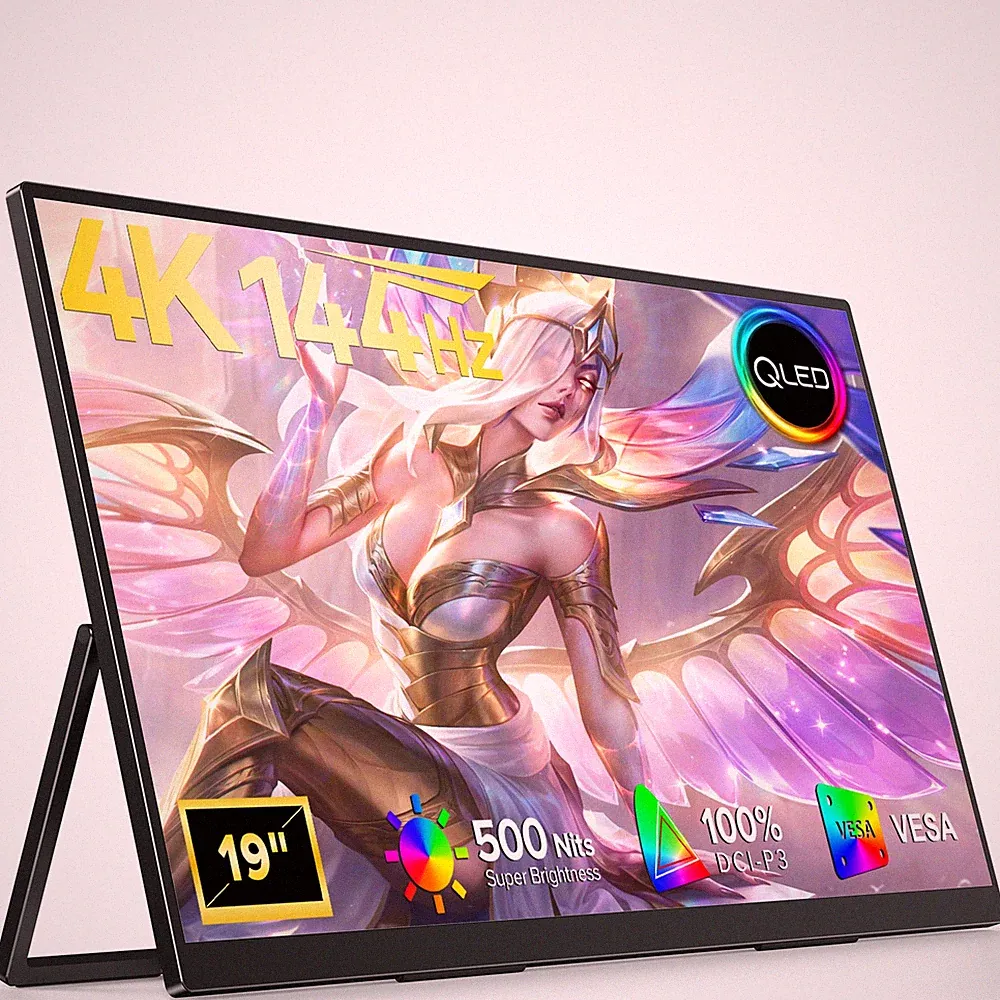 19" Portable Monitor 4K 144Hz QLED Display Kickstand Display For Xbox Switch PS5