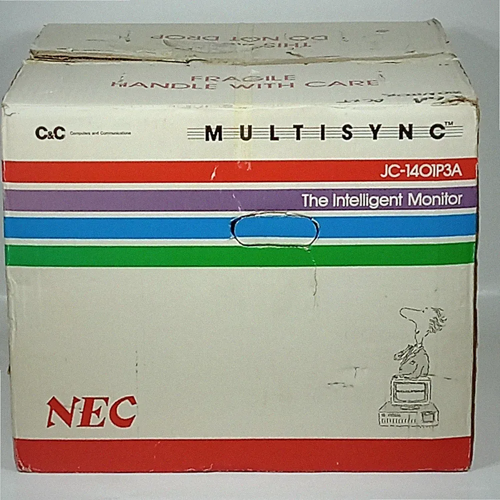 1986 NEC JC-1401P3A MultiSync 13" Color CRT Monitor - Original Box & Styrofoam