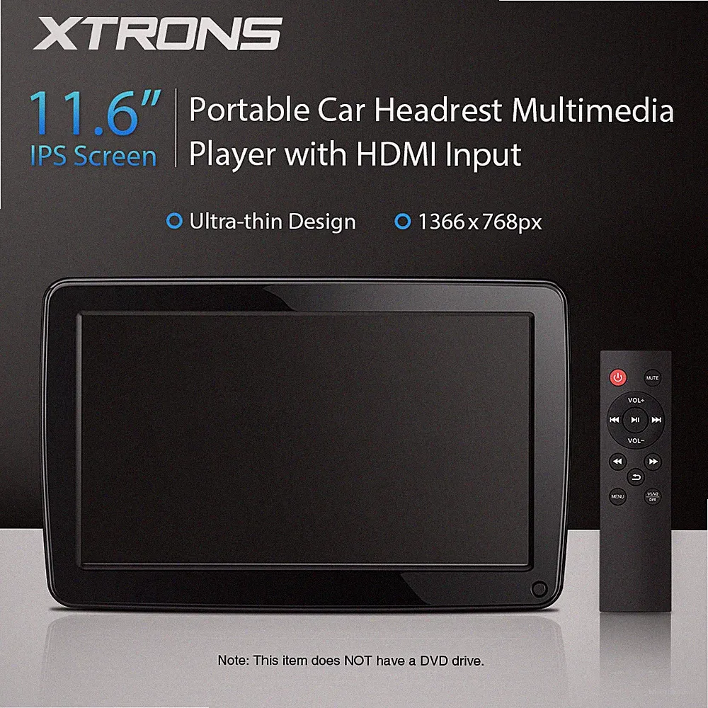 1x 11.6in Portable Car Headrest Monitor Player USB Gaming 1080P IPS Screen HDMI
