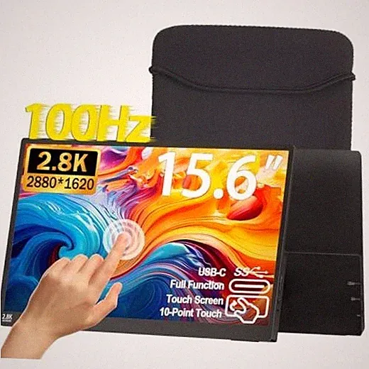 2.5K 100Hz Portable Monitor Touchscreen, 15.6'' QHD 2880x1620 15.6 inch 2.8K