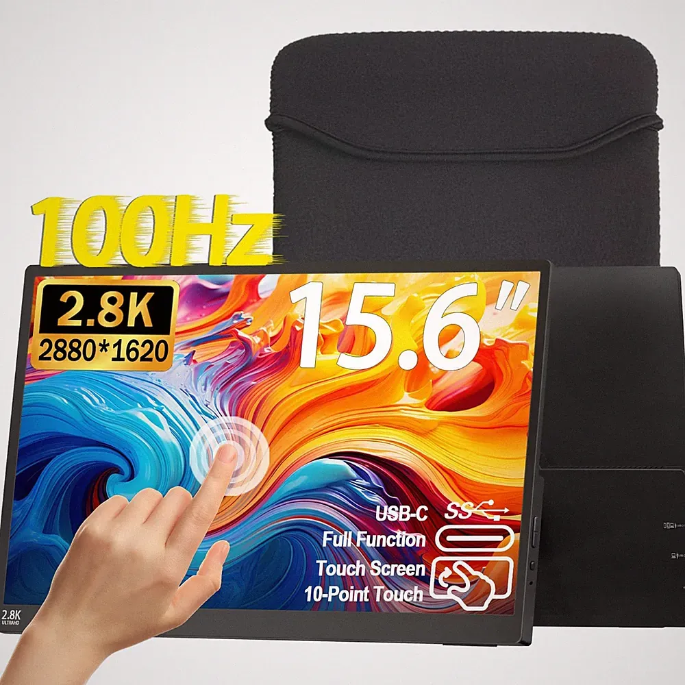 2.5K 100Hz Portable Monitor Touchscreen, 15.6'' QHD 2880x1620 300 Nits 100% s...