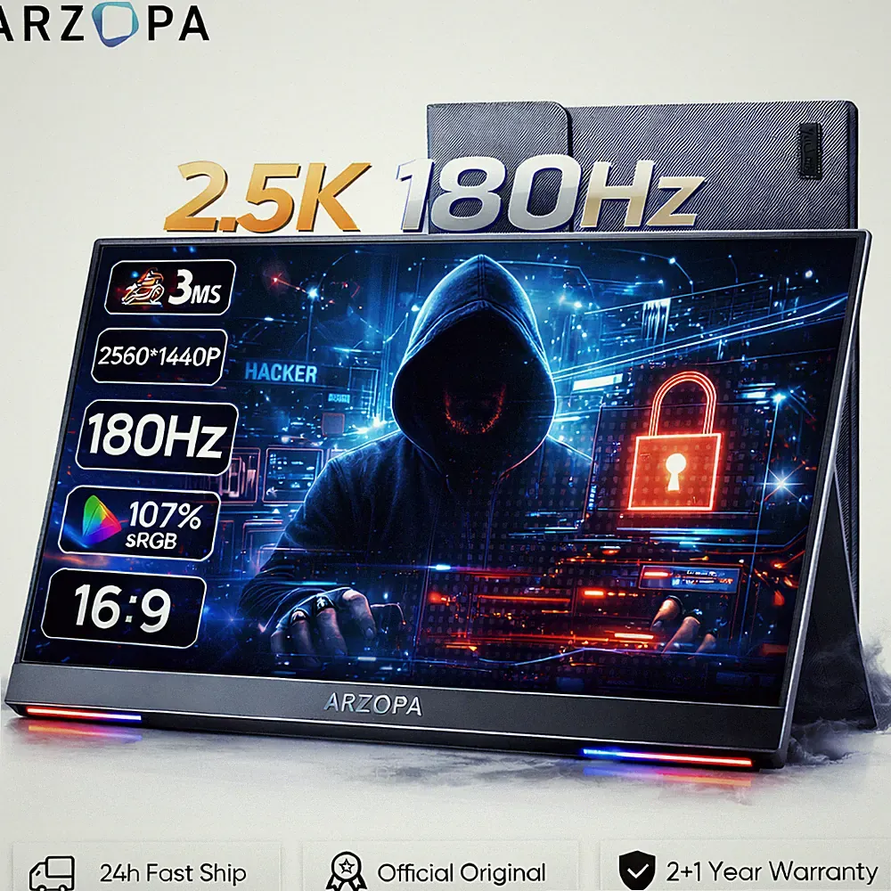 2.5K 180Hz Portable Monitor ARZOPA 16.1" 1440P 400nit HDR10 IPS External Display