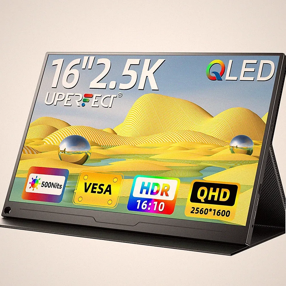 2.5K QLED Portable Monitor, 16" 2560x1600 QHD Portable Gaming Monitor 120% sR...