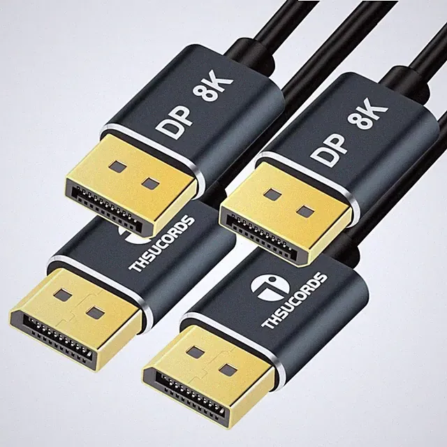 2 PCS 15ft Ultra Slim 8K 4K DisplayPort 1.4 Cable 8K@60Hz 4K@144Hz PC Laptop