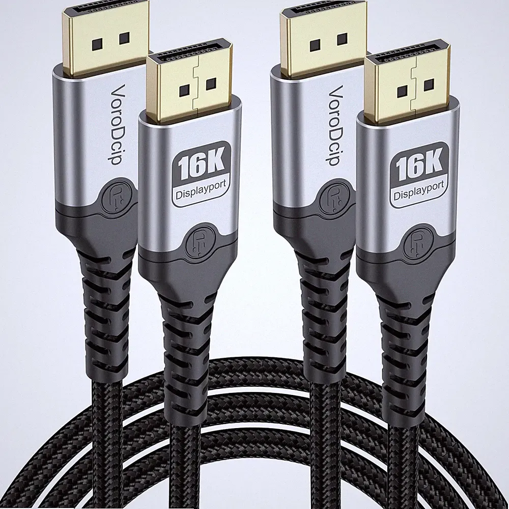 2 PCS 6ft DisplayPort 2.1 Cable 16K@60Hz 8K@120Hz 4K@240Hz Gaming Monitor