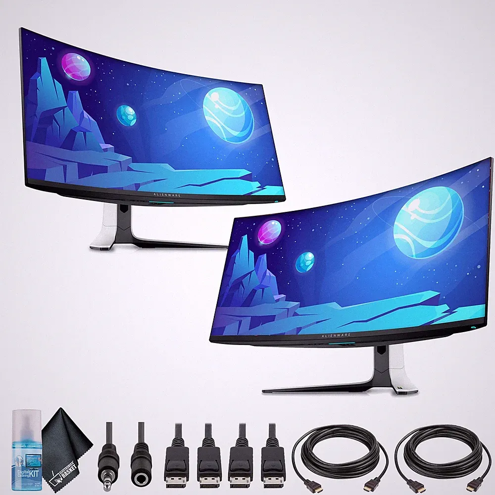 2 x Alienware AW3423DW 34.2" 1440p HDR 175 Hz Curved Gaming Monitor (Lunar
