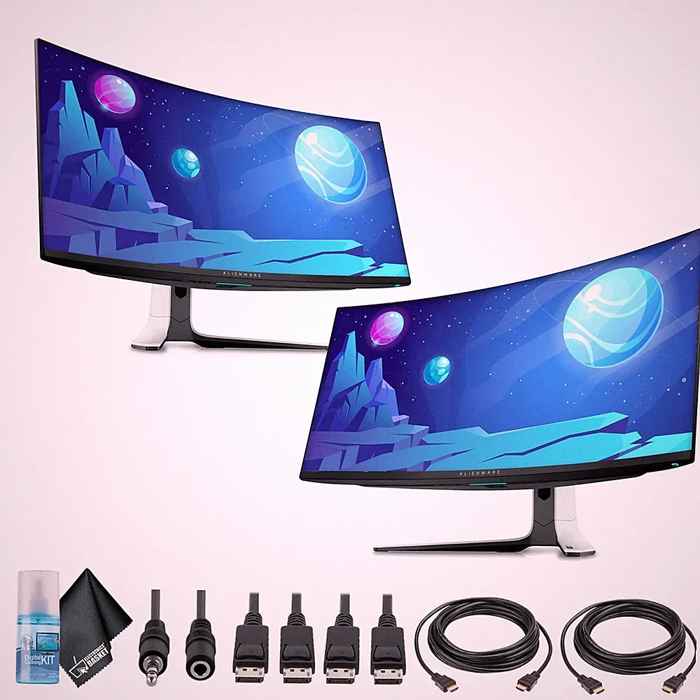 2 x Alienware AW3423DW 34.2" 1440p HDR 175 Hz Curved Gaming Monitor (Lunar