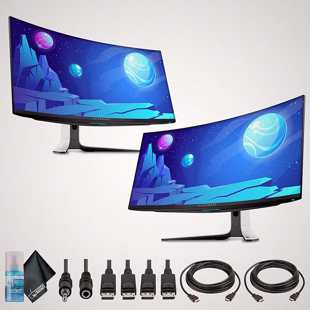 2 x Alienware AW3423DW 34.2" 1440p HDR 175 Hz Curved Gaming Monitor (Lunar