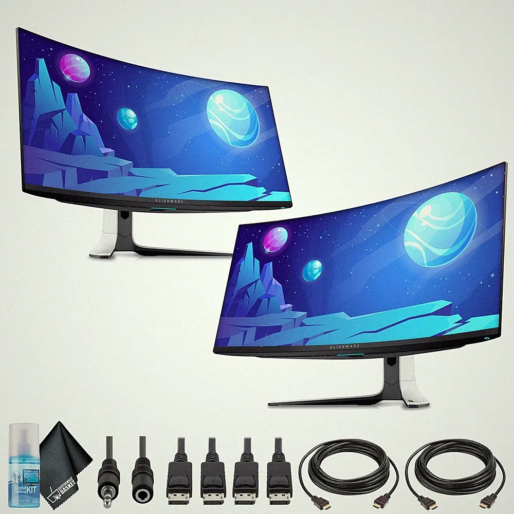 2 x Alienware AW3423DW 34.2" 1440p HDR 175 Hz Curved Gaming Monitor (Lunar