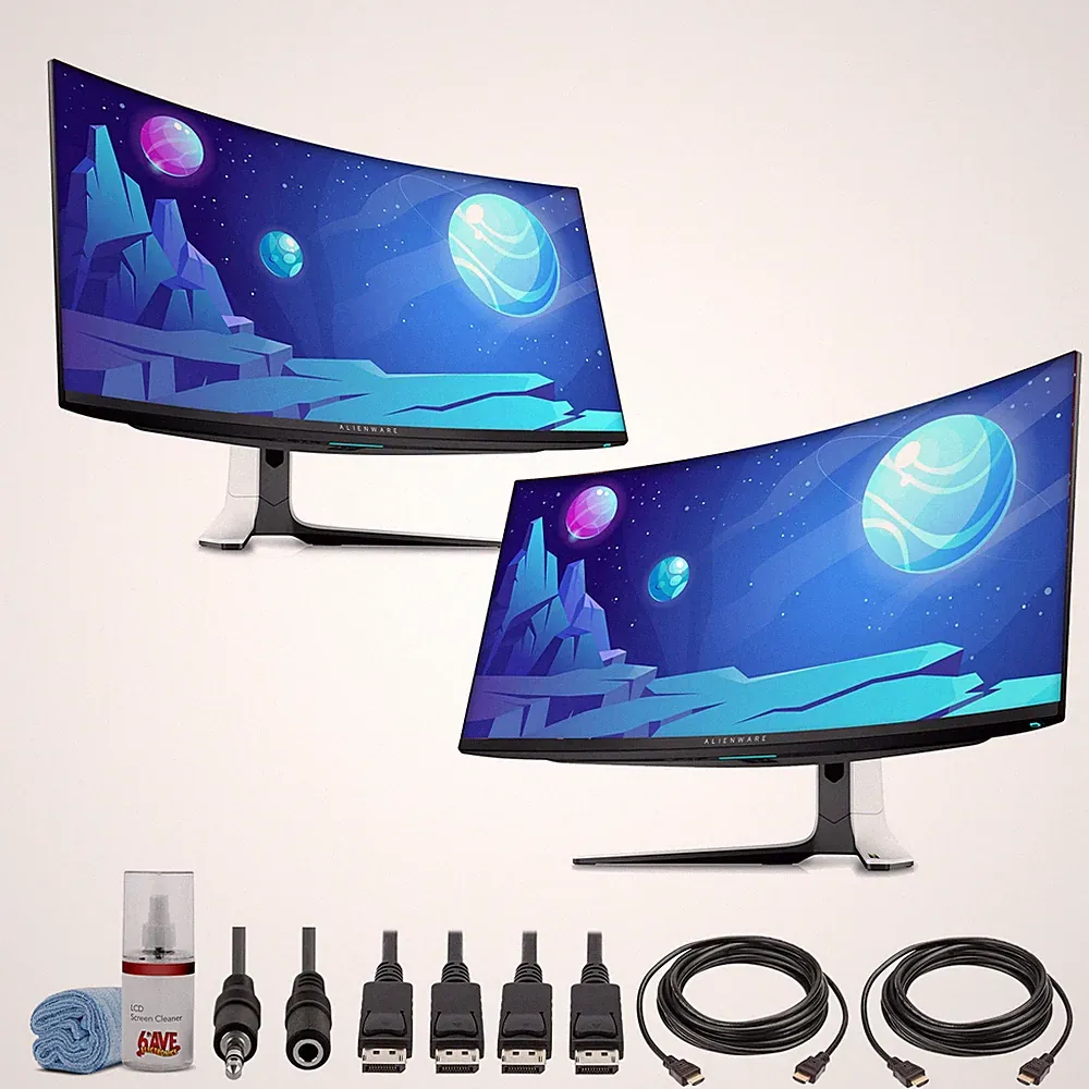 2 x Dell Alienware AW3423DW 34.2" 1440p HDR 175 Hz Curved Gaming Monitor (Lunar