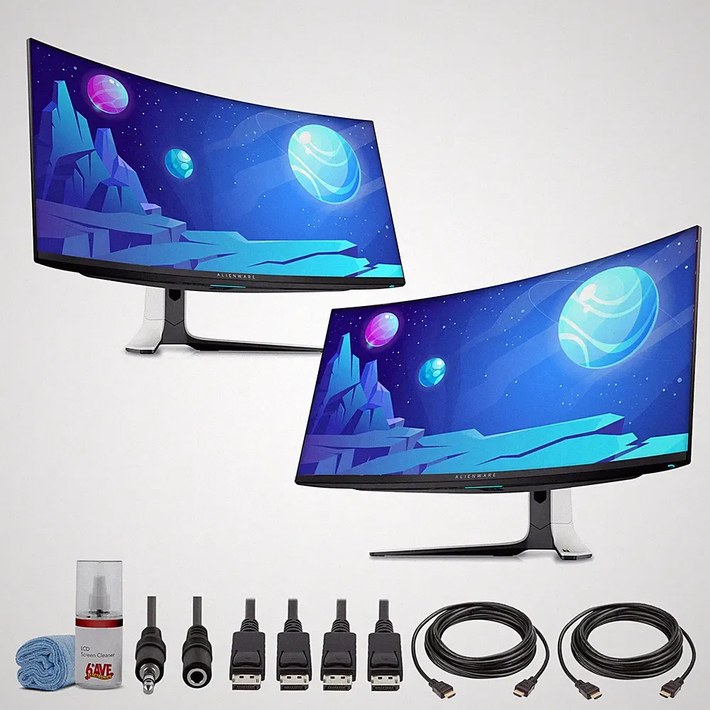 2 x Dell Alienware AW3423DW 34.2" 1440p HDR 175 Hz Curved Gaming Monitor (Lunar