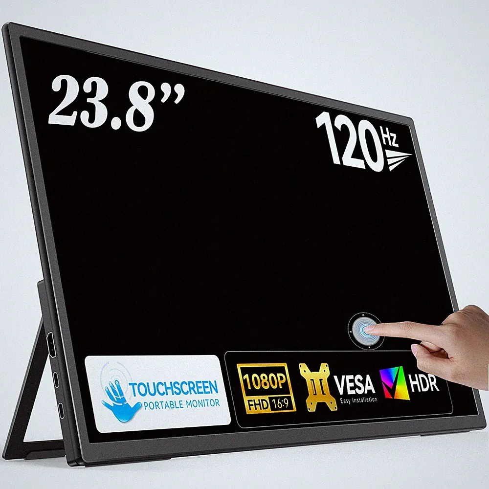 2025 23.8" 120Hz Touchscreen Portable Monitor 1080P For Xbox PS Gaming Switch PC