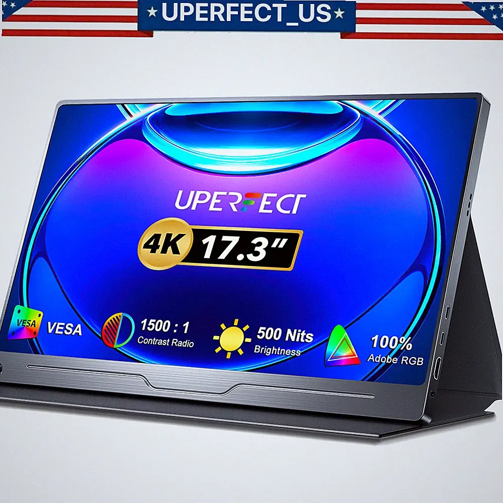 2025 4K Portable Monitor, UPERFECT 17.3" Gaming Monitor 3840x2160 HDMI USB C UHD