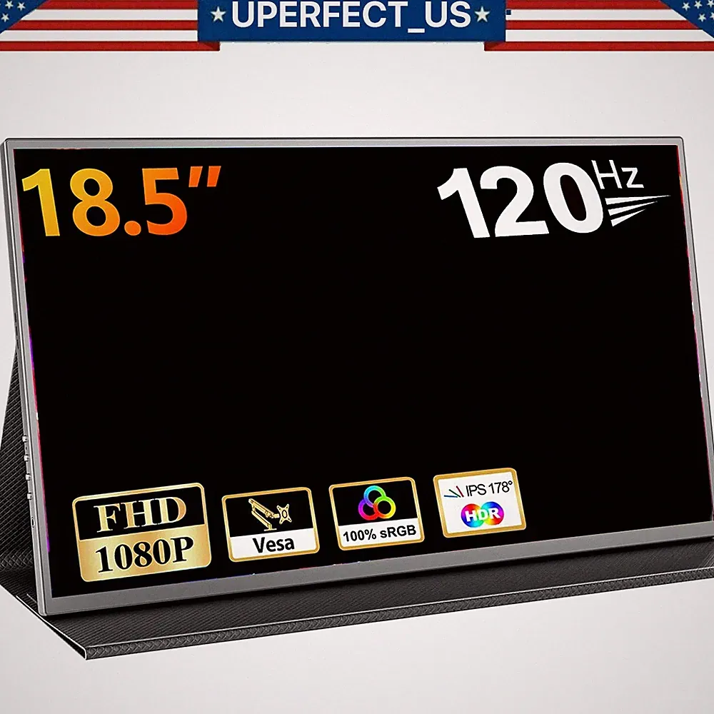 18.5" Portable Monitor 2000:1 FHD Type USB C Screen 120Hz Monitor For Game Xbox