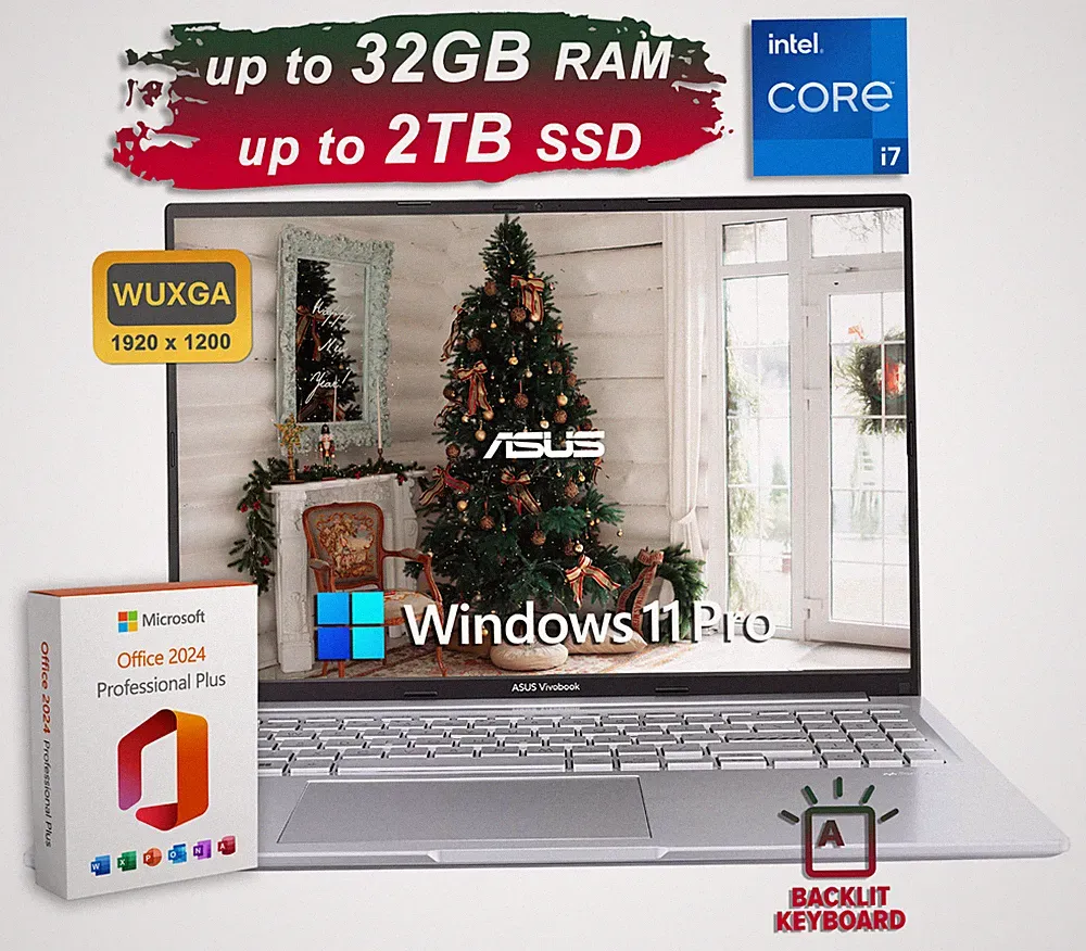 2026 ASUS Laptop Vivobook 16 10-Core Intel i7 Up to 32GB RAM 2TB SSD Office 2024
