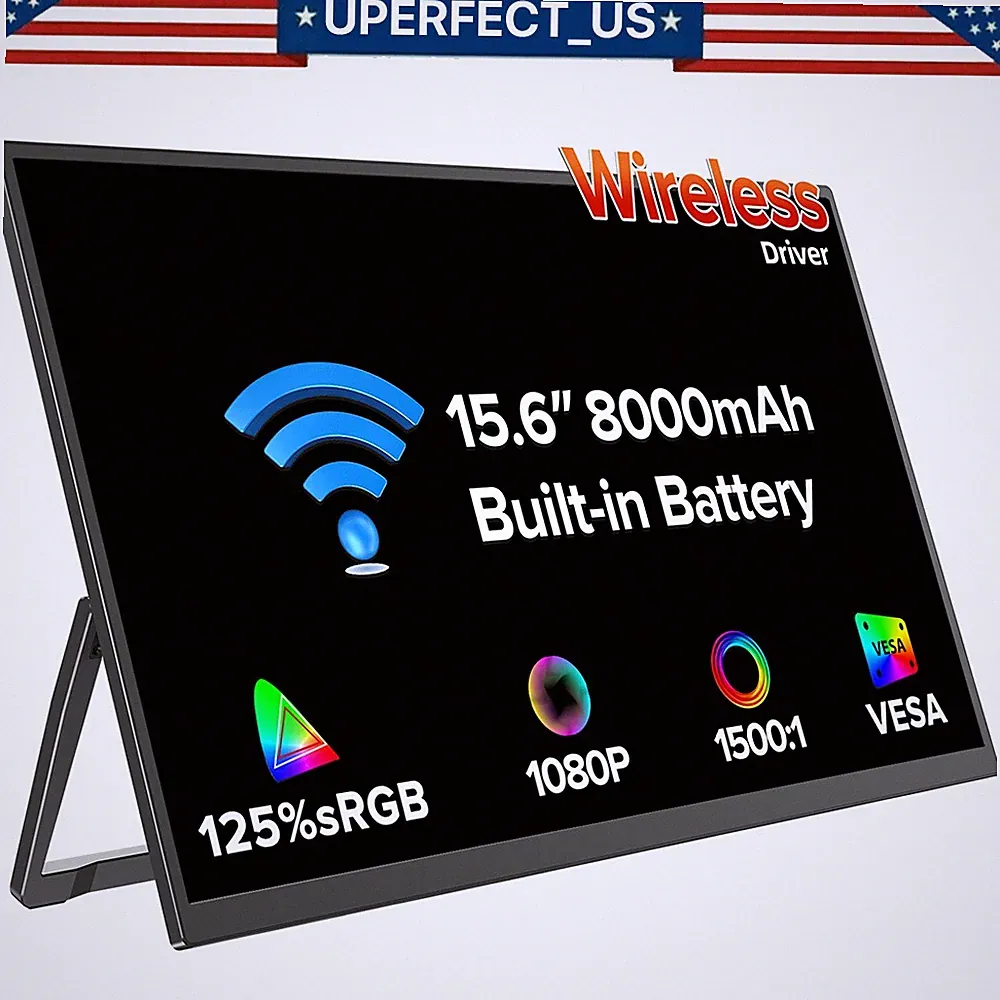 2026 UFree V 15.6" Wireless Portable Monitor USB-C FHD Display Built-in Battery