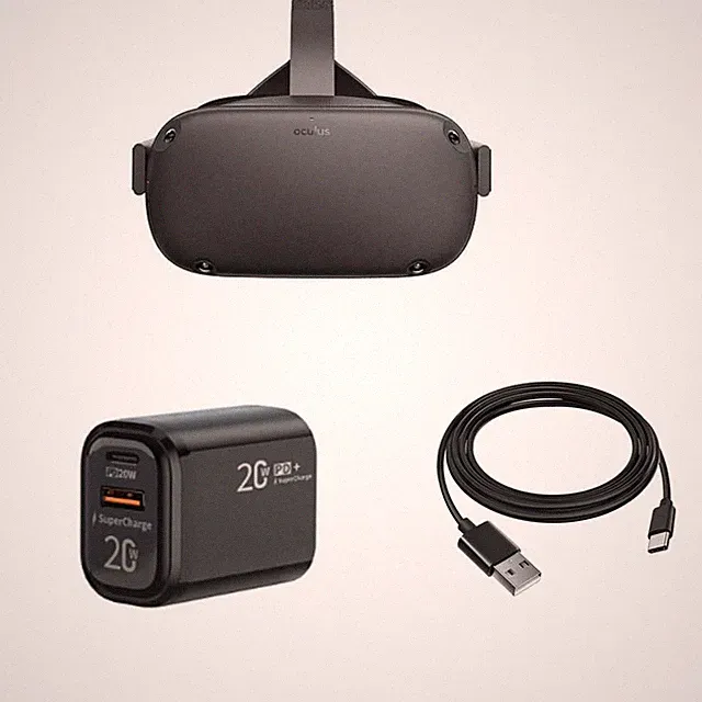 20W Charger for Meta Quest 3/2/1, Dual USB Port, Fast Charging Cable Compatib...