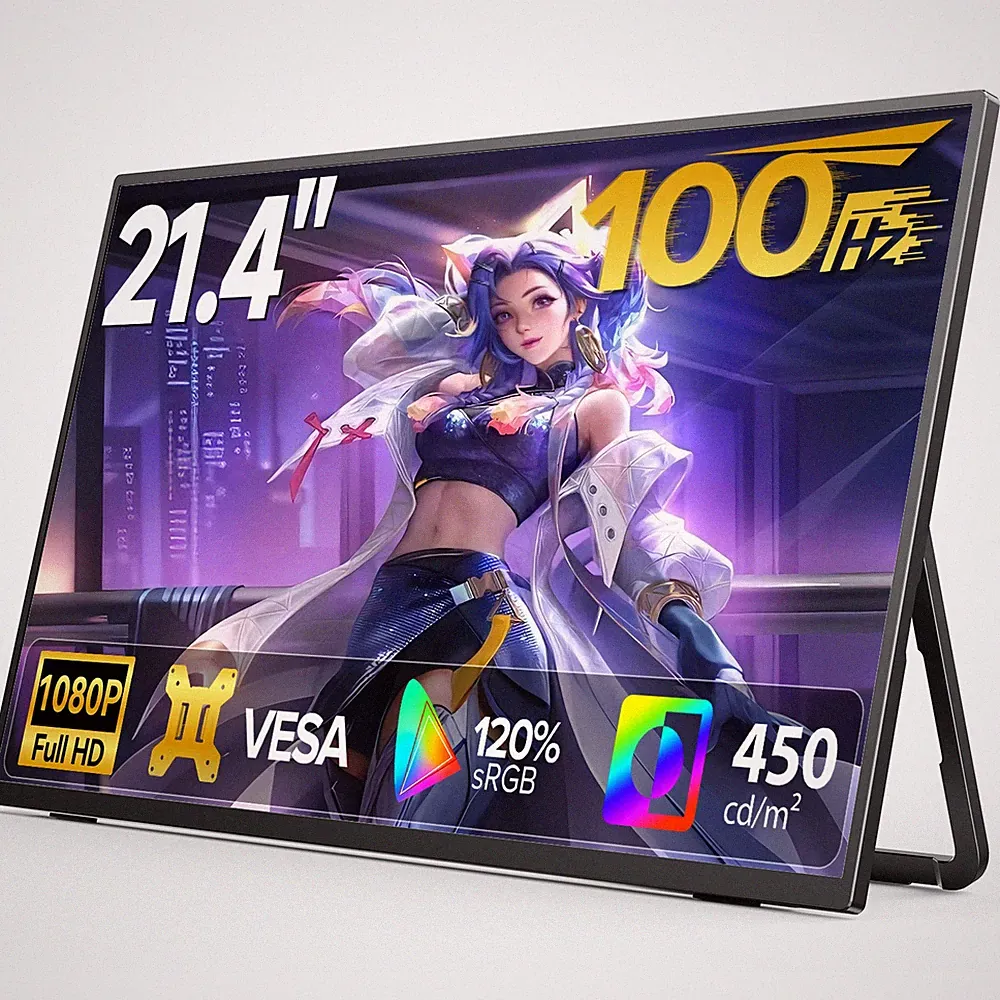 21.4" 100Hz Portable Gaming Monitor 1080P with Kickstand & VESA For Switch Xbox