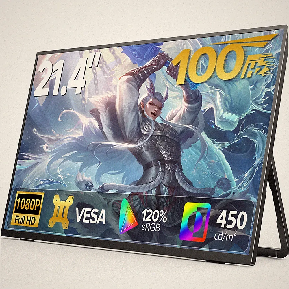21.4" Portable Monitor 100Hz 1920x1080 USB C Monitor Gaming Monitor Freestanding
