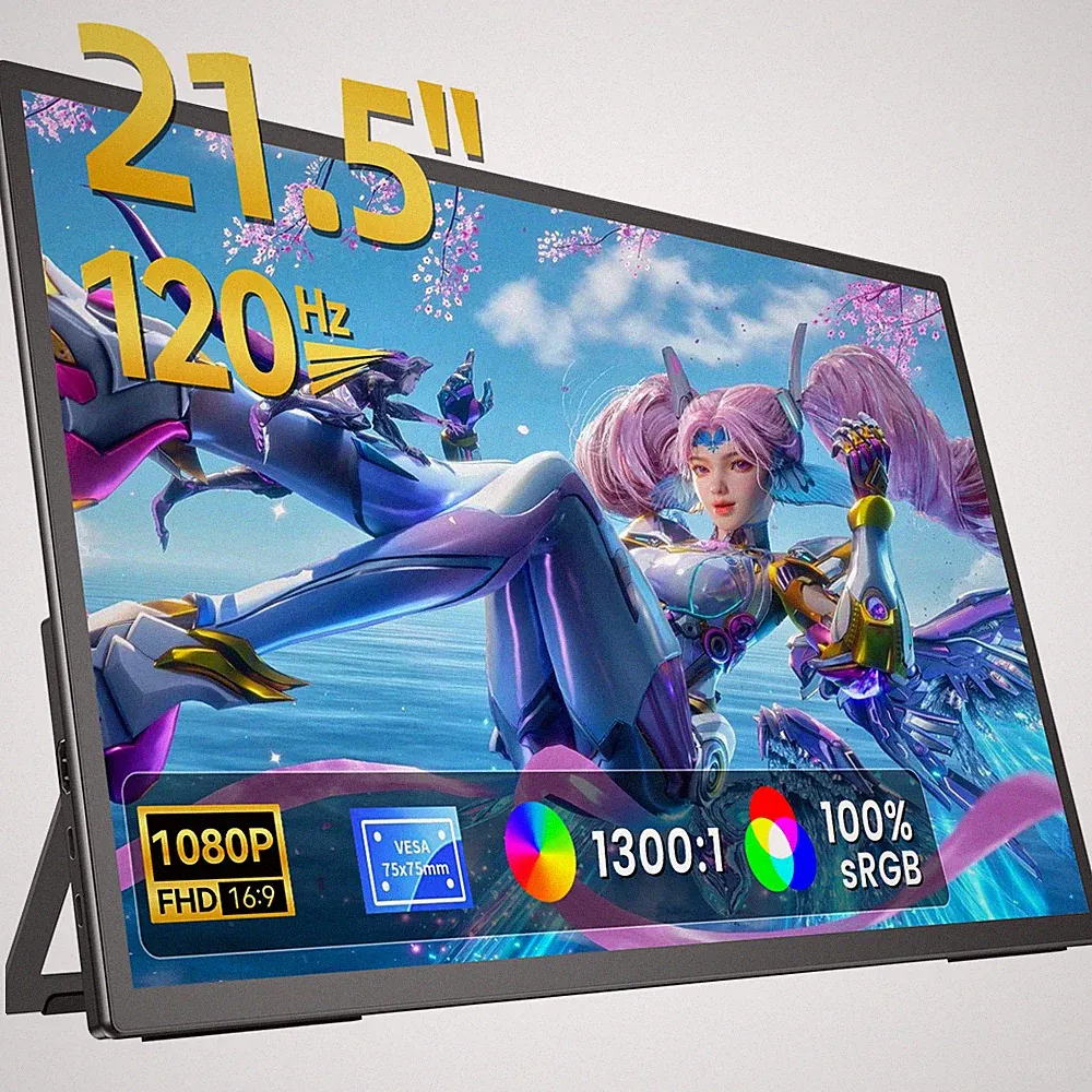21.5" 120Hz Portable Gaming Monitor FHD with Adjustable Stand For PS5 Xbox & PC