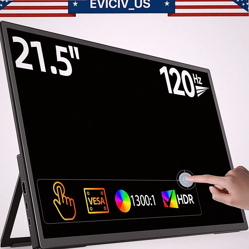 21.5" 120Hz Touchsreen Portable Monitor USB-C Ultra Slim Screen LCD Display 2025