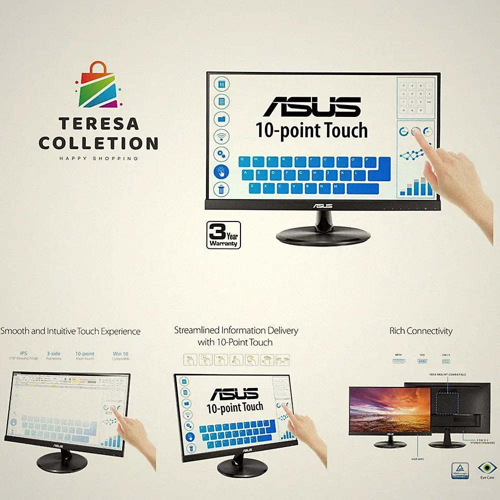21.5" Asus Monitor - 1080P IPS Touchscreen with Flicker-Free Eye Care Technology