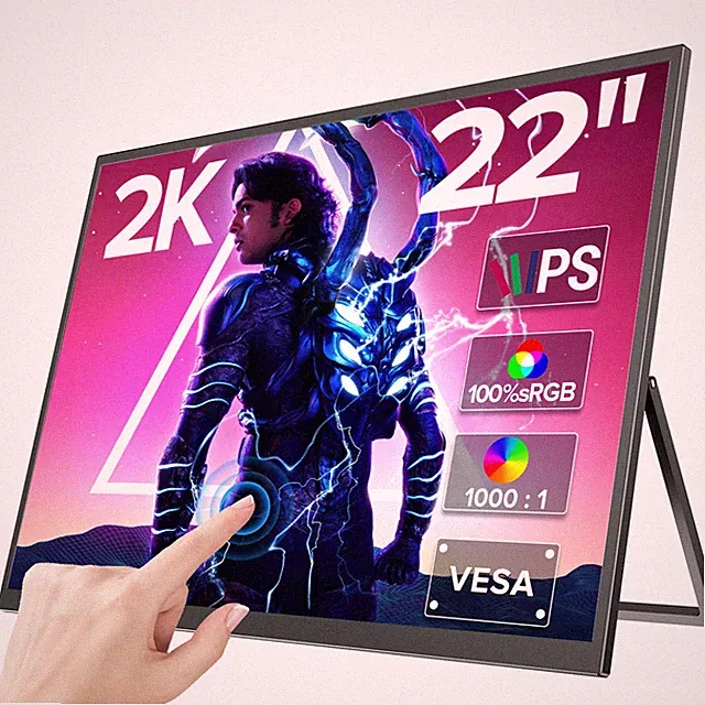 22'' 2K Portable Monitor 2560x1440 Touchscreen Monitor HDMI Monitor PC Screen