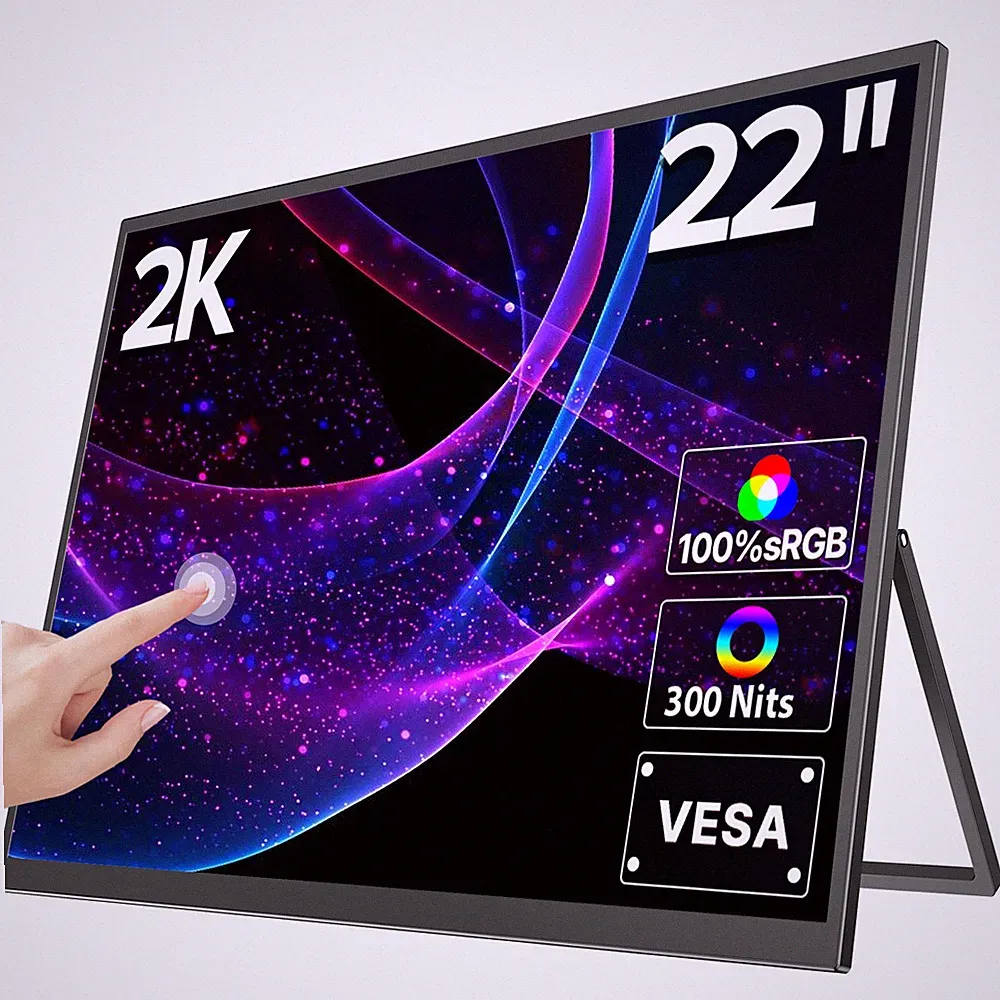 22" 2K Touch Screen Portable Monitor with Adjustable Stand For Drawing & Design