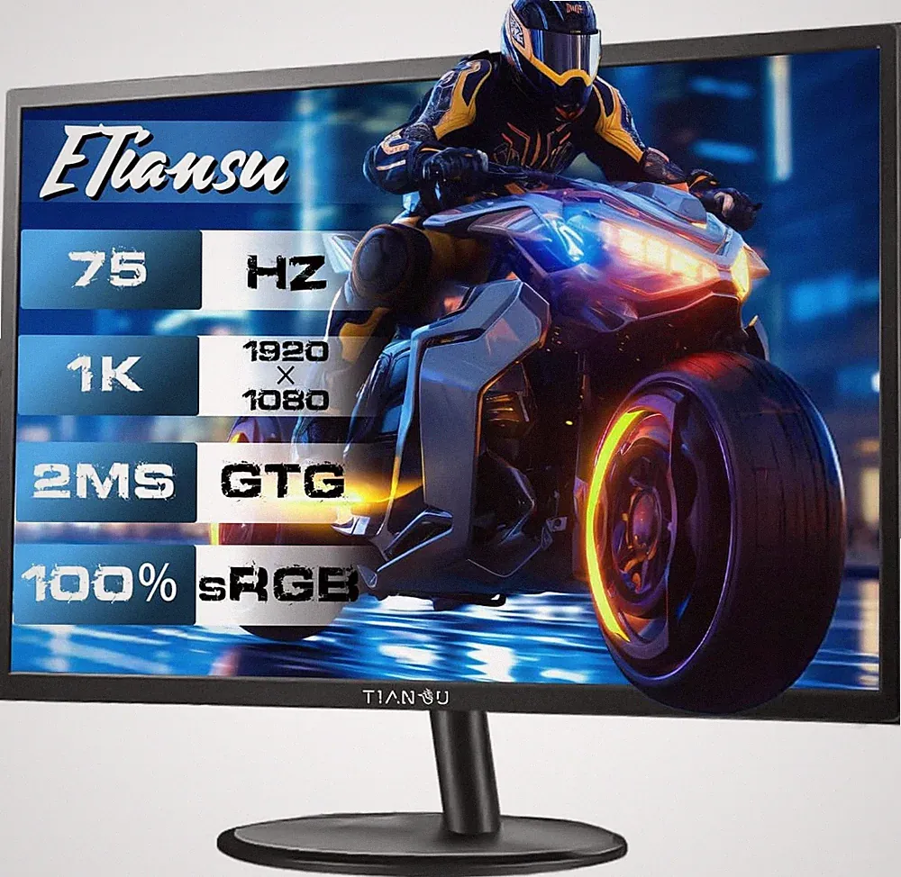 22" FHD 1080p Monitor, 75Hz IPS, AMD FreeSync, HDMI & VGA for Gaming & Office