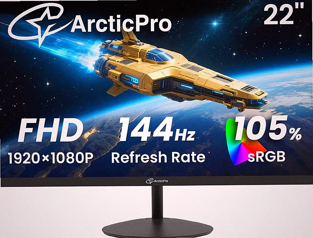 22" Full HD 144Hz Monitor, Ultra Slim, 3000:1 Contrast, VESA, HDMI & VGA