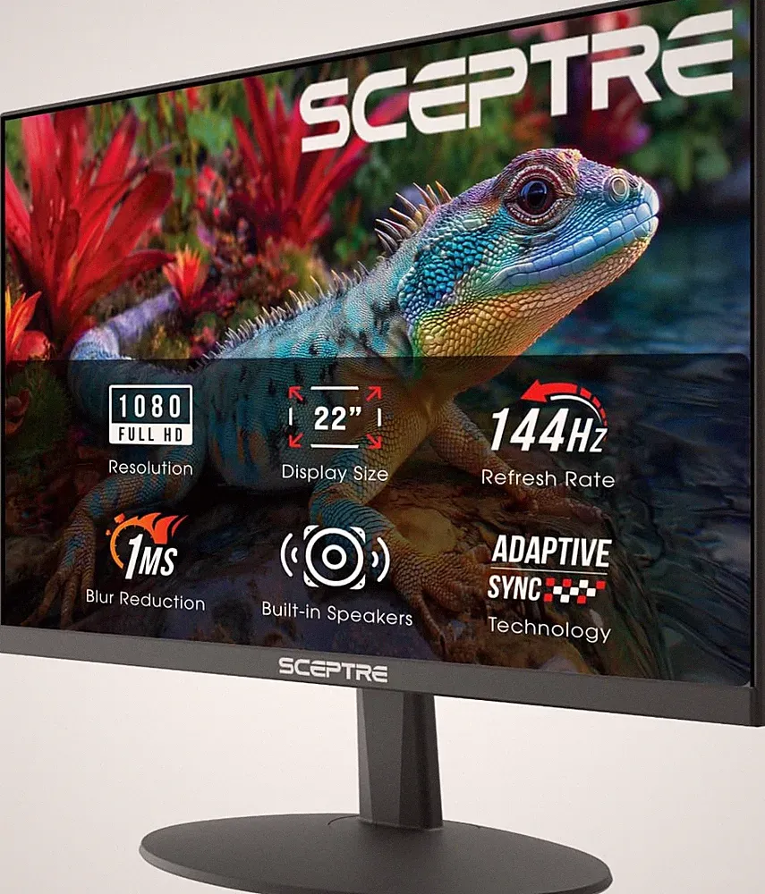 22" Gaming Monitor 1080p FHD 144Hz 1ms HDMI DisplayPort FreeSync Speakers