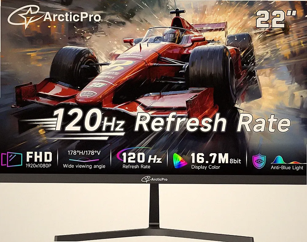 22 Inch 120Hz Monitor, Full HD (1920 X 1080P) Computer Monitor, 99% Srgb, 4000:1