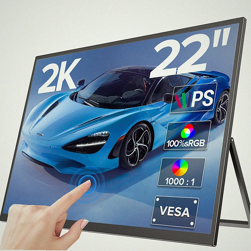 22 Inch 2K Portable Monitor HDMI USB C Touchscreen Monitor 2560x1440 PC Screen