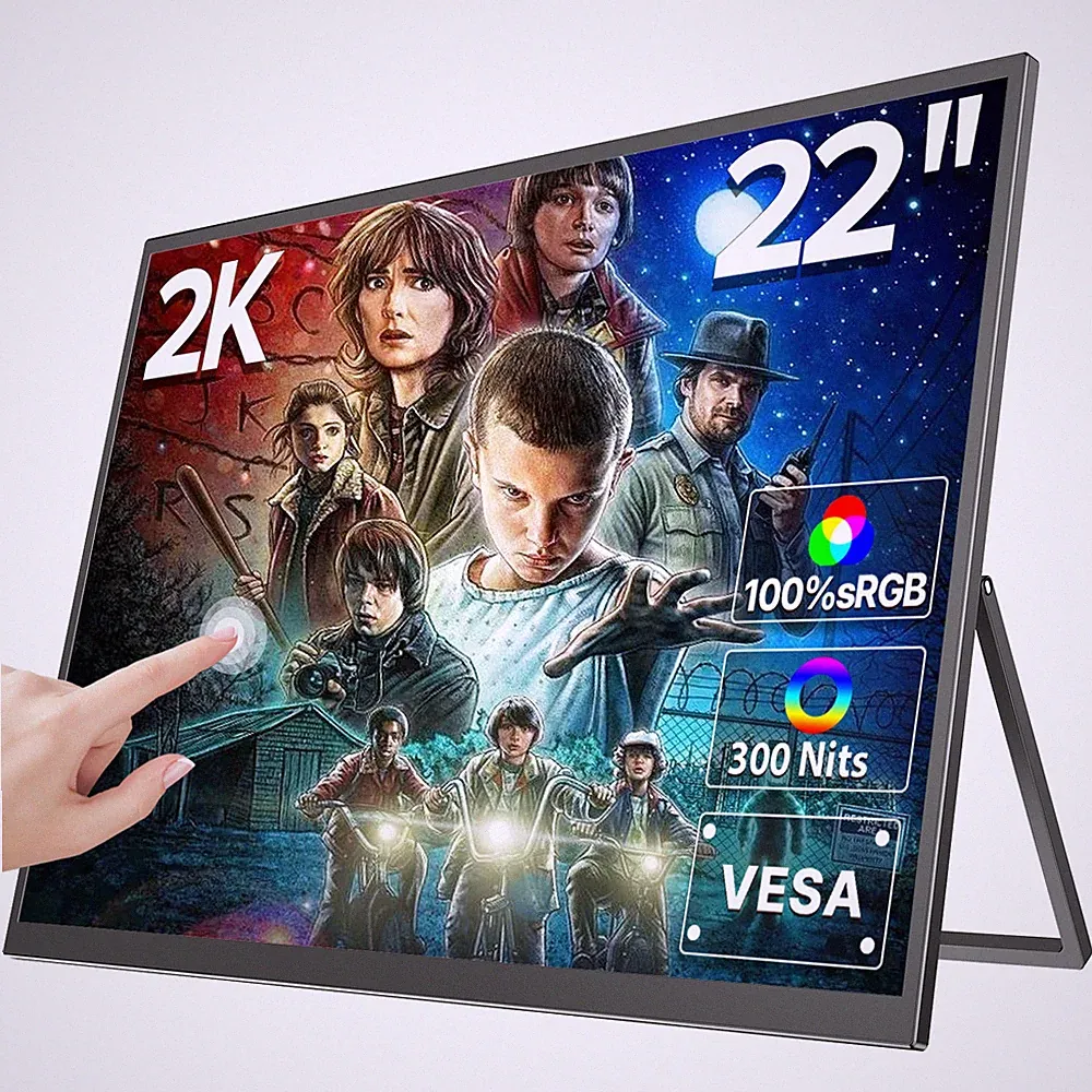 22 Inch 2K Touch Screen 2560 * 1440 Display Portable Monitor For Gaming & Movie