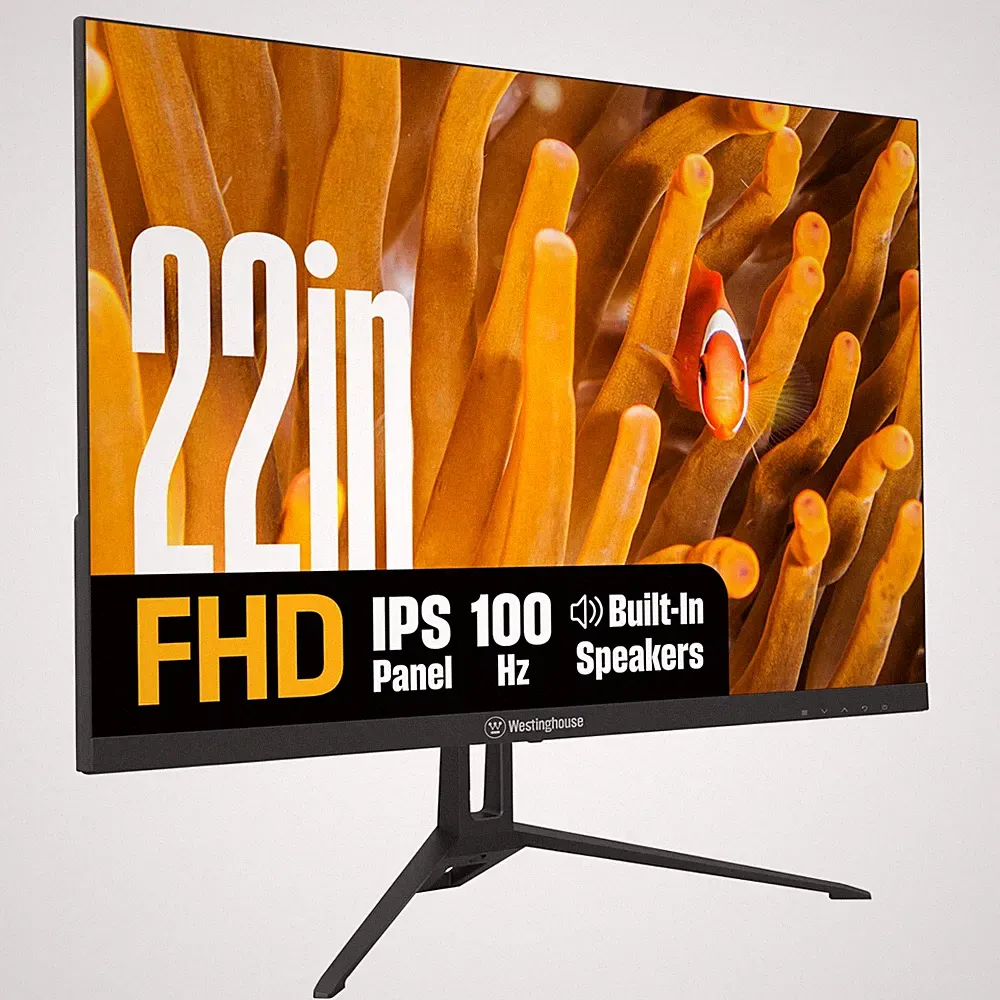 22 Inch Computer Monitor 1080P FHD 120Hz IPS Gaming Westinghouse 100Hz Built-in