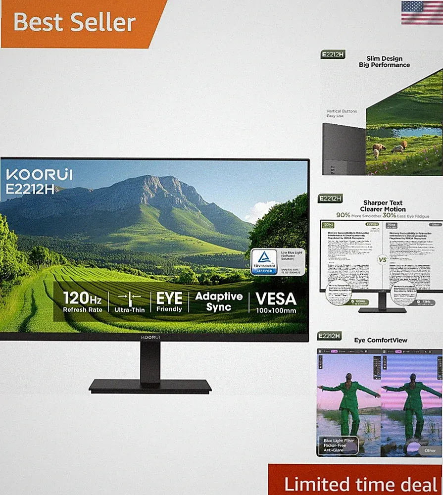 22-Inch FHD 1080P Monitor with 120Hz Refresh Rate & Adaptive Sync for Gaming