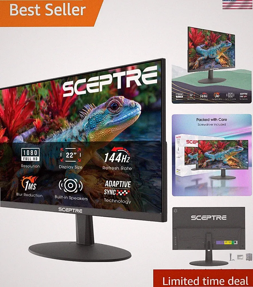 22-Inch FHD Gaming Monitor, 144Hz Refresh Rate, Built-in Speakers, Matte Finish