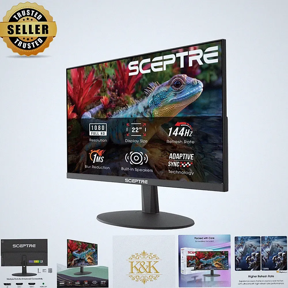 22-Inch FHD Gaming Monitor with 144Hz Refresh, Built-in Speakers, Machine Black
