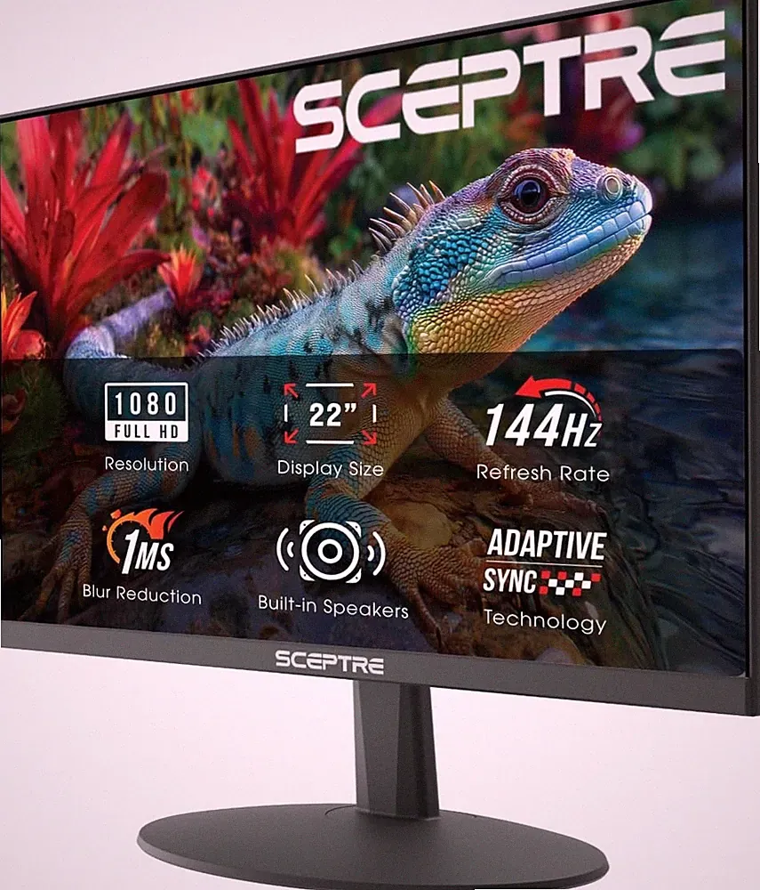 22 Inch Gaming Monitor FHD 1080p 144Hz HDMI DisplayPort Built-in Speakers Black