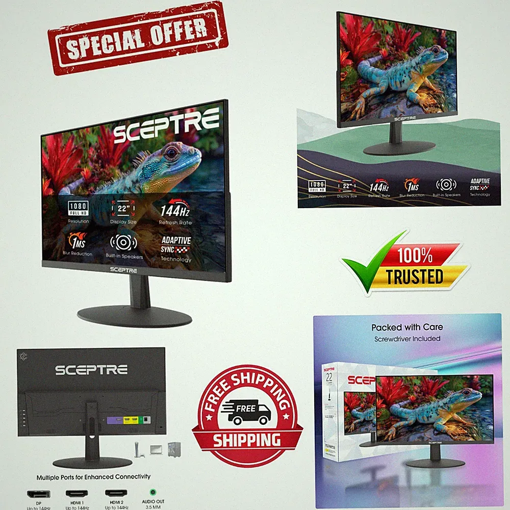 22-Inch LED Gaming Monitor with 144Hz Refresh Rate & Blue Light Shift Technology