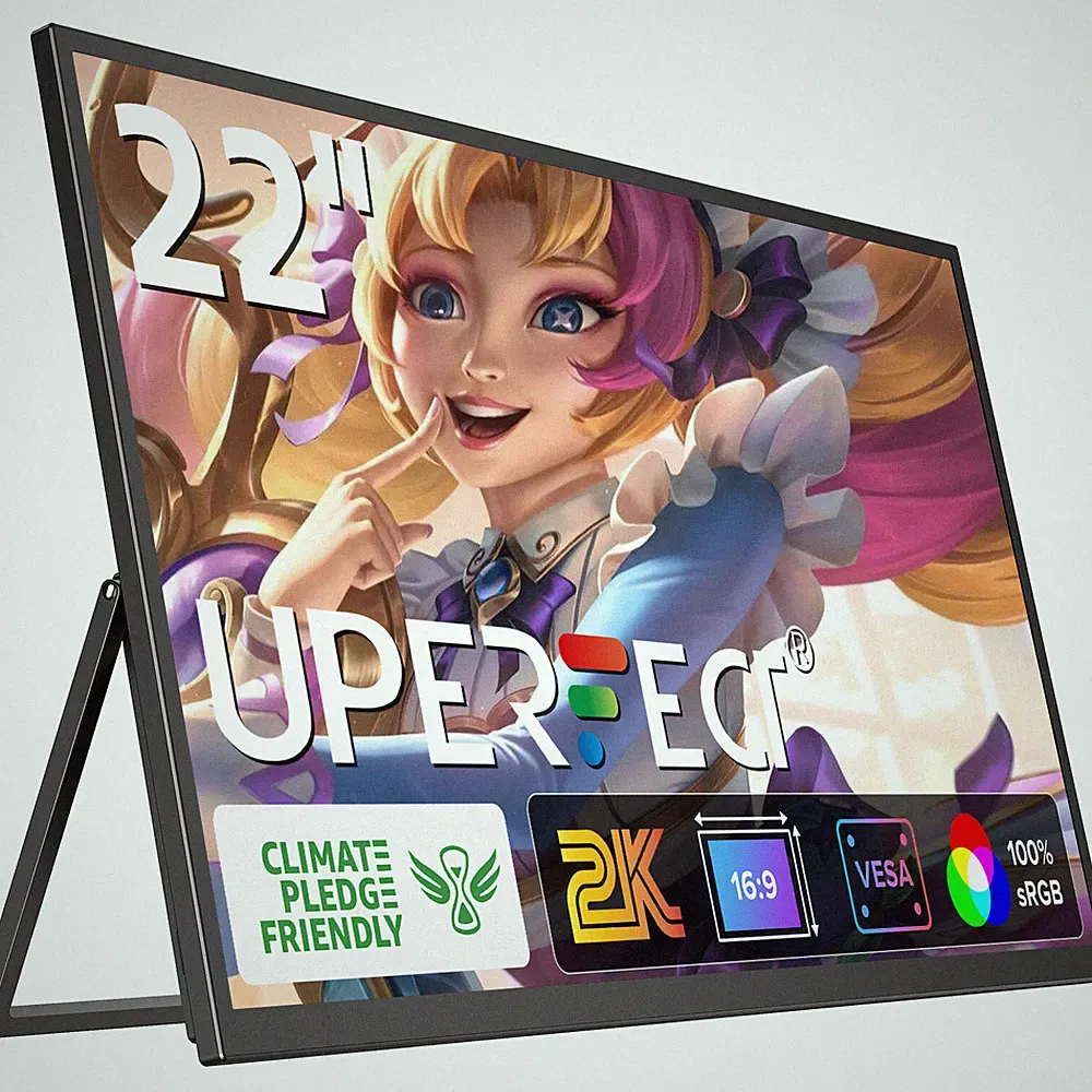 22 Inch Portable Monitor 2K Computer Monitor 2560*1440 Freestanding Display VESA