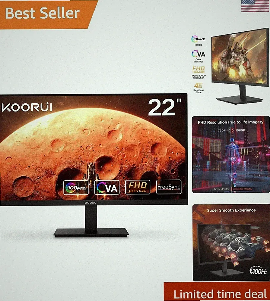 22-Inch VA Panel LCD Monitor - 100Hz Refresh Rate and Adaptive Sync for Gamers