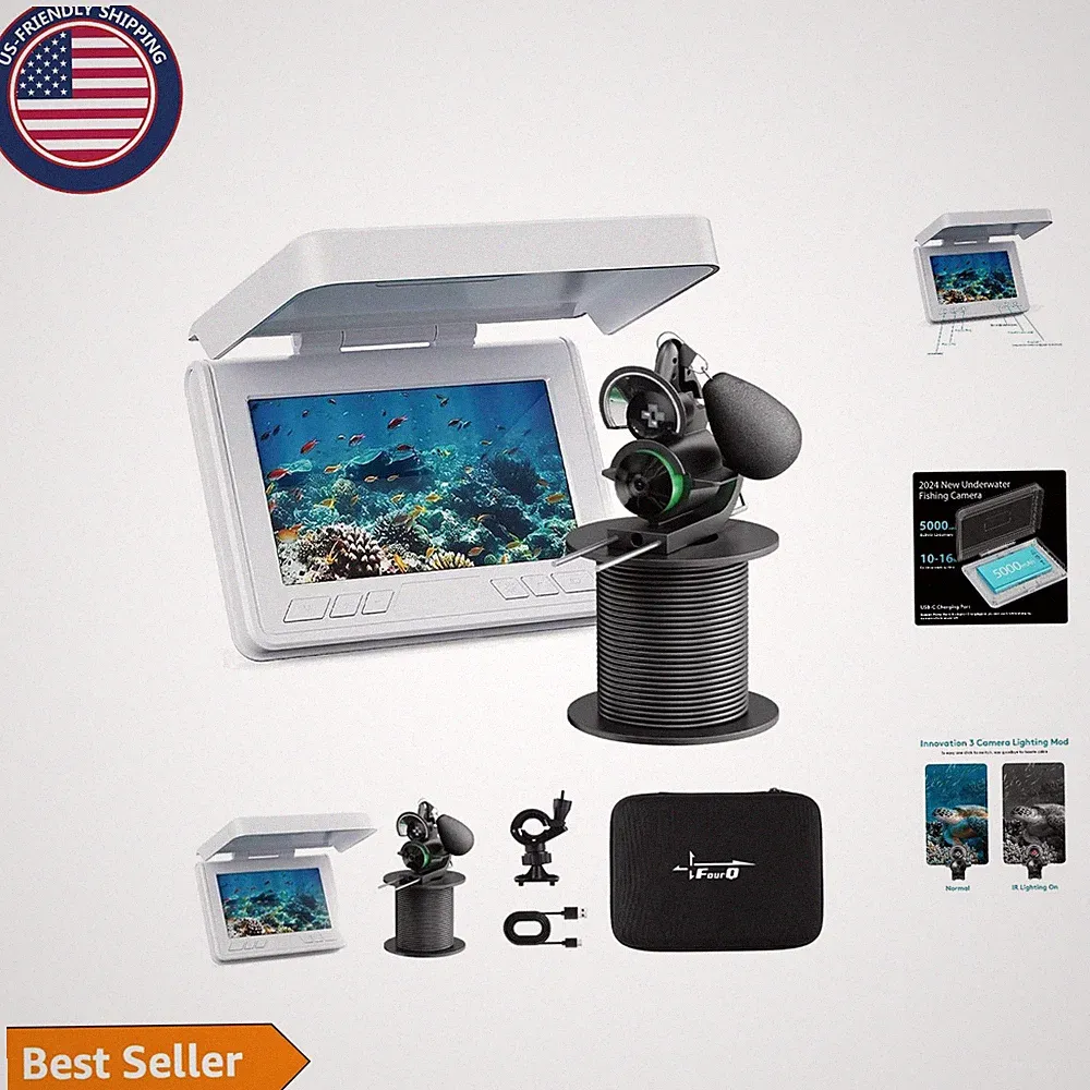 220° Ultra-Wide Underwater Fishing Camera with 4.3" HD Monitor & IR Night Vision