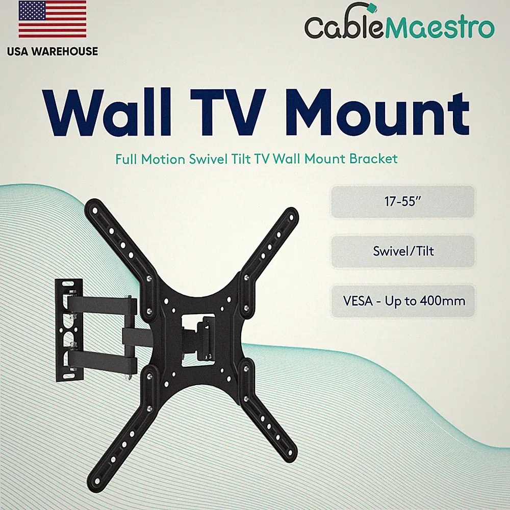 23-55 inch Full Motion Swivel Tilt VESA Bracket for Gaming & Home Theater